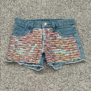Justice Sequin Flip Denim Shorts